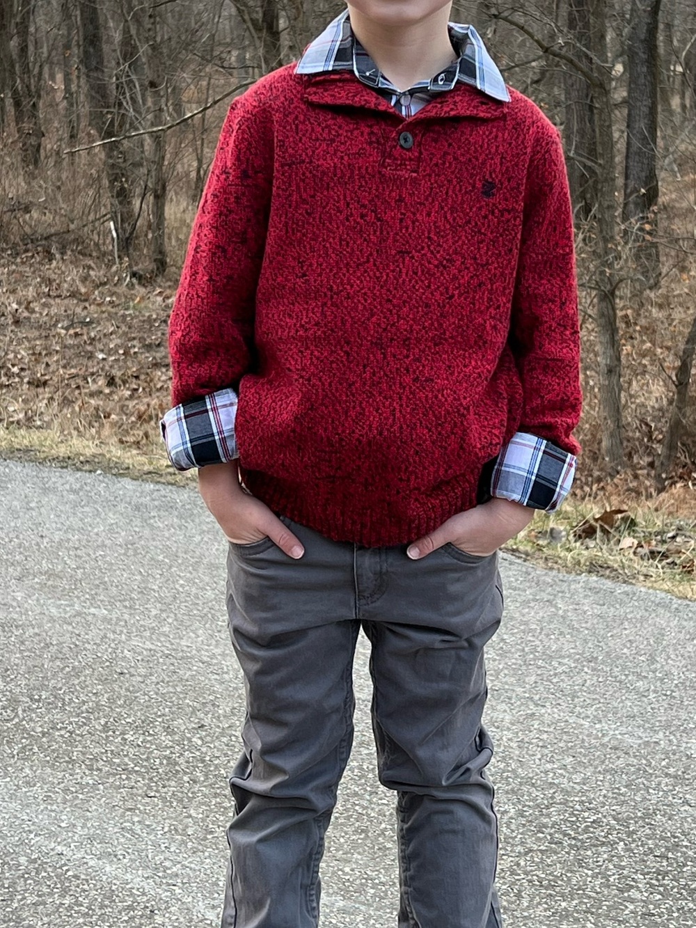 Izod 2 Piece Henley Sweater and Button Down Top Set Boys 6/7